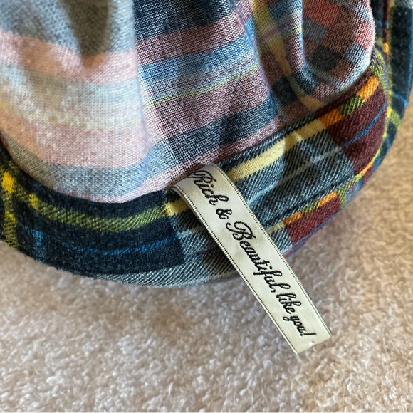 R N B Women XL Button Down Shirt Plaid Tartan Pockets Long Sleeve Casual Party - Picture 9 of 13